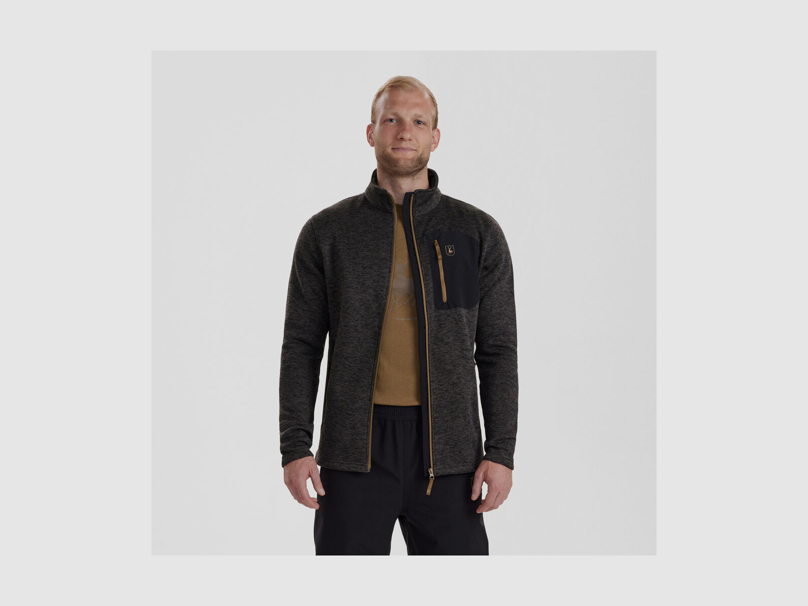 DEERHUNTER Sarek Strickjacke Dark Grey melange