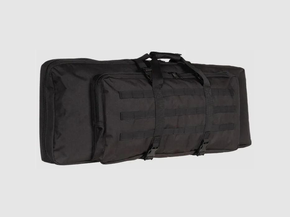 Rifle bag for 2 long guns up to 95cm, black, with divider and backpack straps