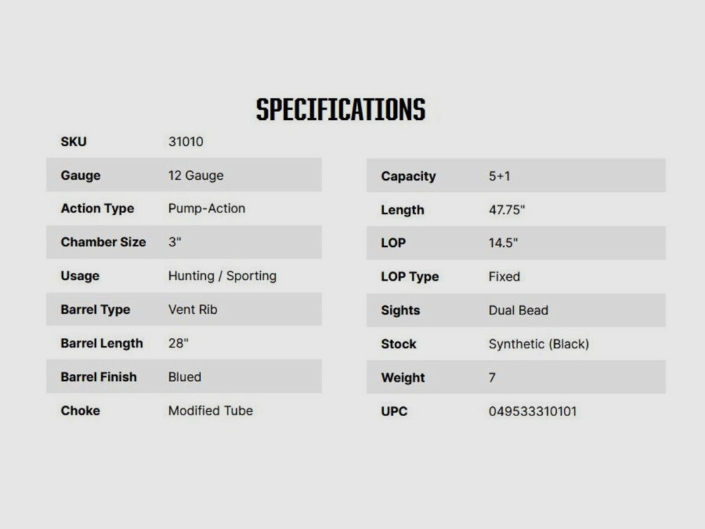 Mossberg Maverick 88 All-Purpose 28" (28 pouces) 12/76