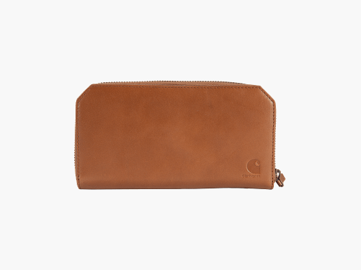Carhartt Skórzany Portfel Clutch Damski Ciemnobrązowy