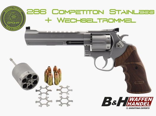 SPOHR 286 Competition Stainless 6" Rewolwer z wymiennym bębnem Wyprodukowano w Niemczech 6 calowy rewolwer sportowy