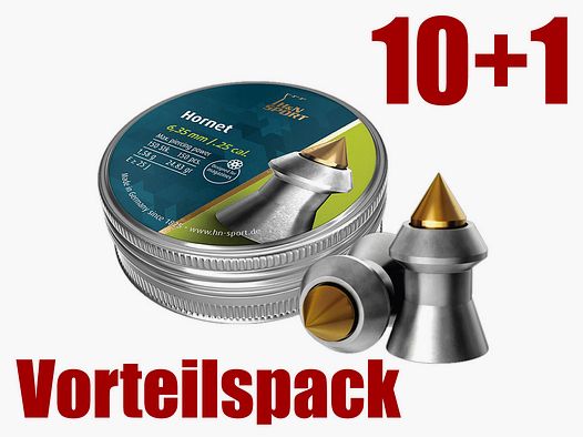 10+1 GRATIS x 150 StĂĽck H N Jagd-Diabolo HORNET, Messingspitze, Kal. 6,35 mm, 1,58 g