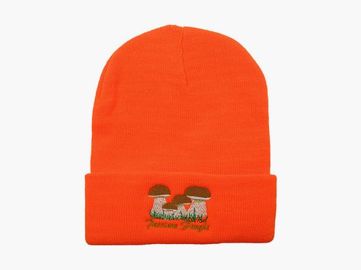 Oranje pet met paddenstoelenprint