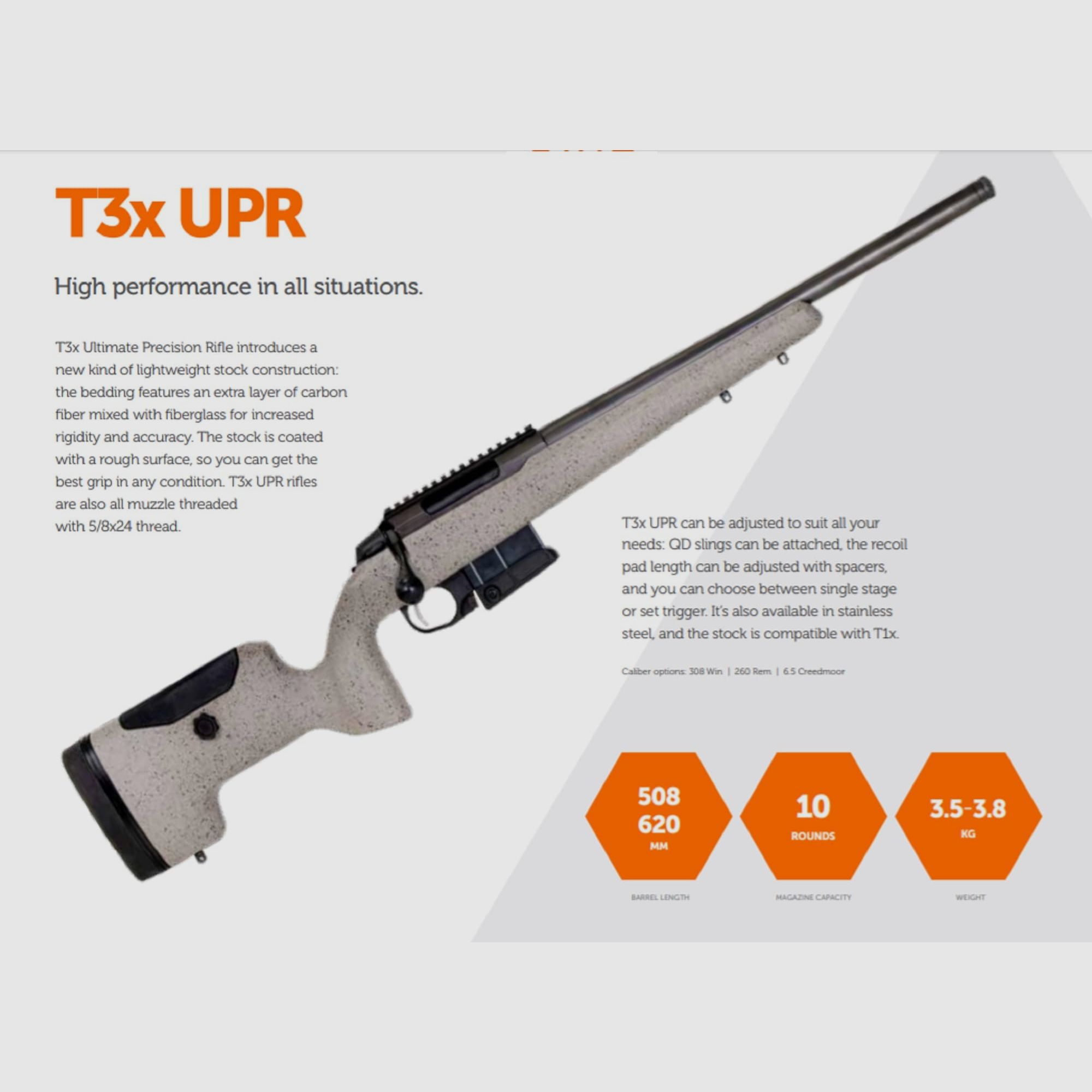 TIKKA carabina da tiro Mod. T3x UPR .308 Win lunghezza canna 61 cm, immagine 2 di 2