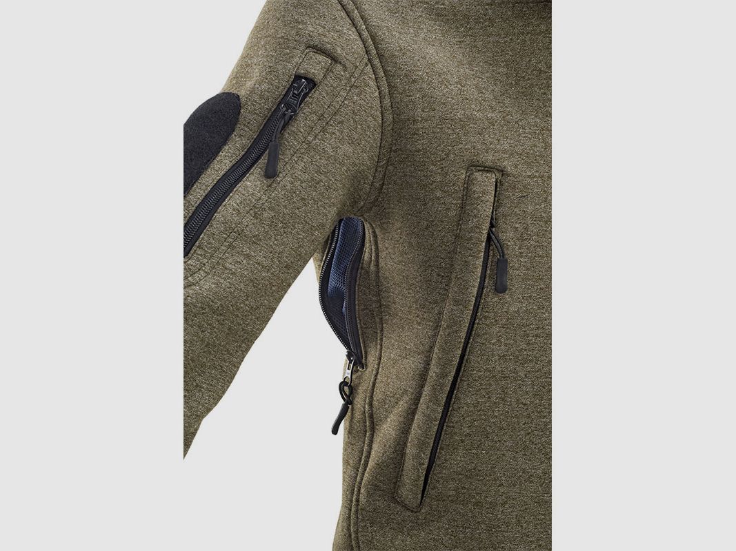 DEFCON 5 – FLEECE-JACKE MIT KAPUZE OLIV MELANGE, Bild 2 von 2