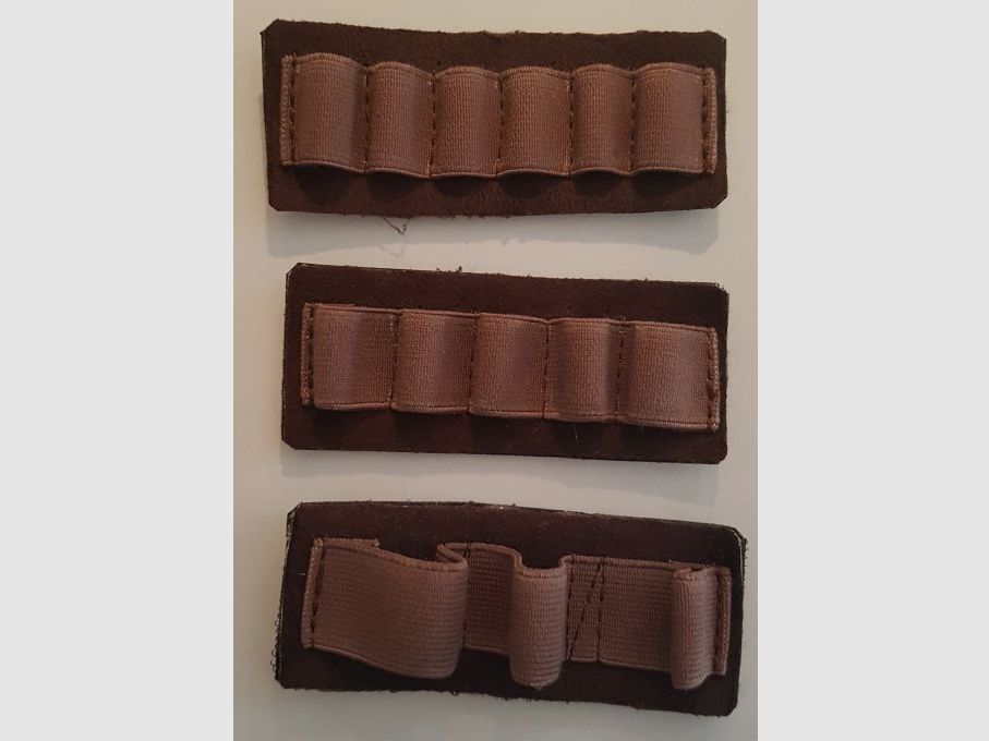 Estuche para cartuchos AKAH con borde perfilado de cuero genuino