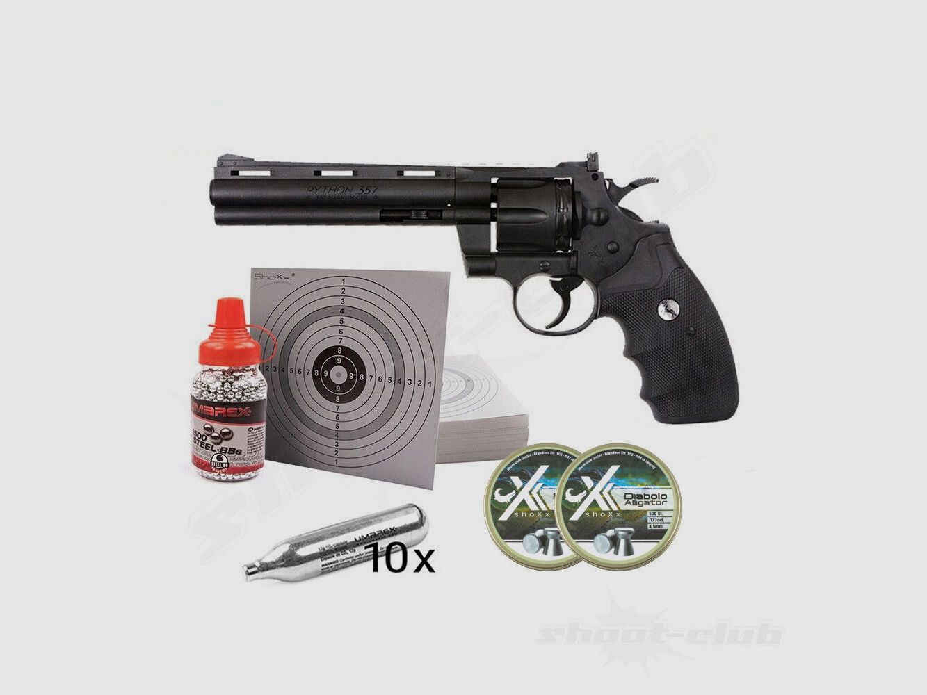 Colt Python 6 Zoll CO2 Revolver für 4,5 mm BB & Diabolos im Set