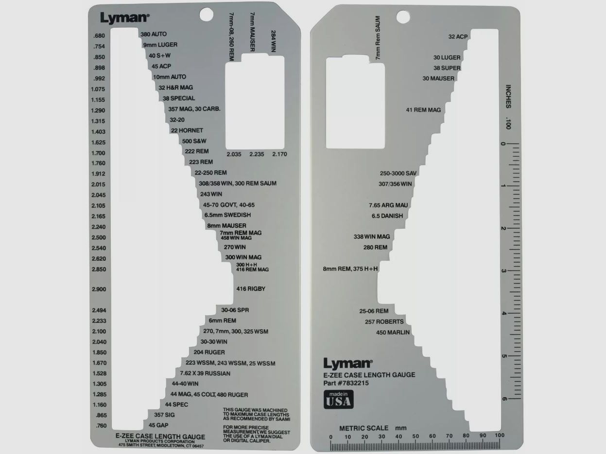 Lyman Case Trim Gauge II voor Handvuurwapens & Geweer Hulzenlehre