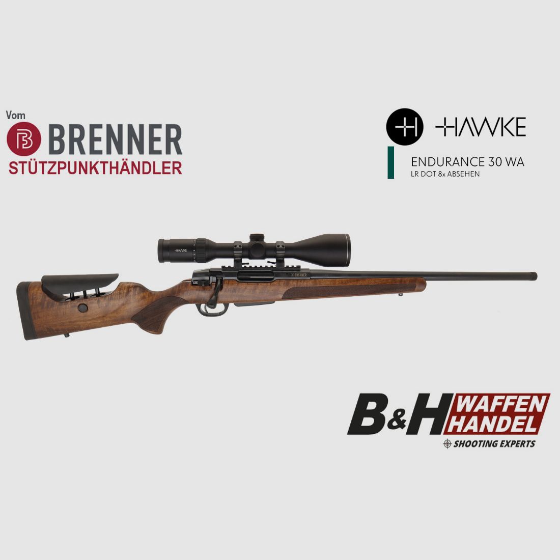 Pacchetto completo Brenner: BR20 L.E. (noce, schienale del calcio regolabile) con Hawke Endurance 3-12x56