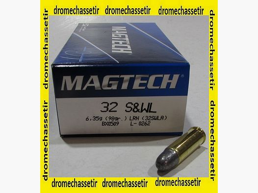 BOITE 50 CARTOUCHES MAGTECH, CAL 32 Smith & Wesson long, LRN 98 GRAINS