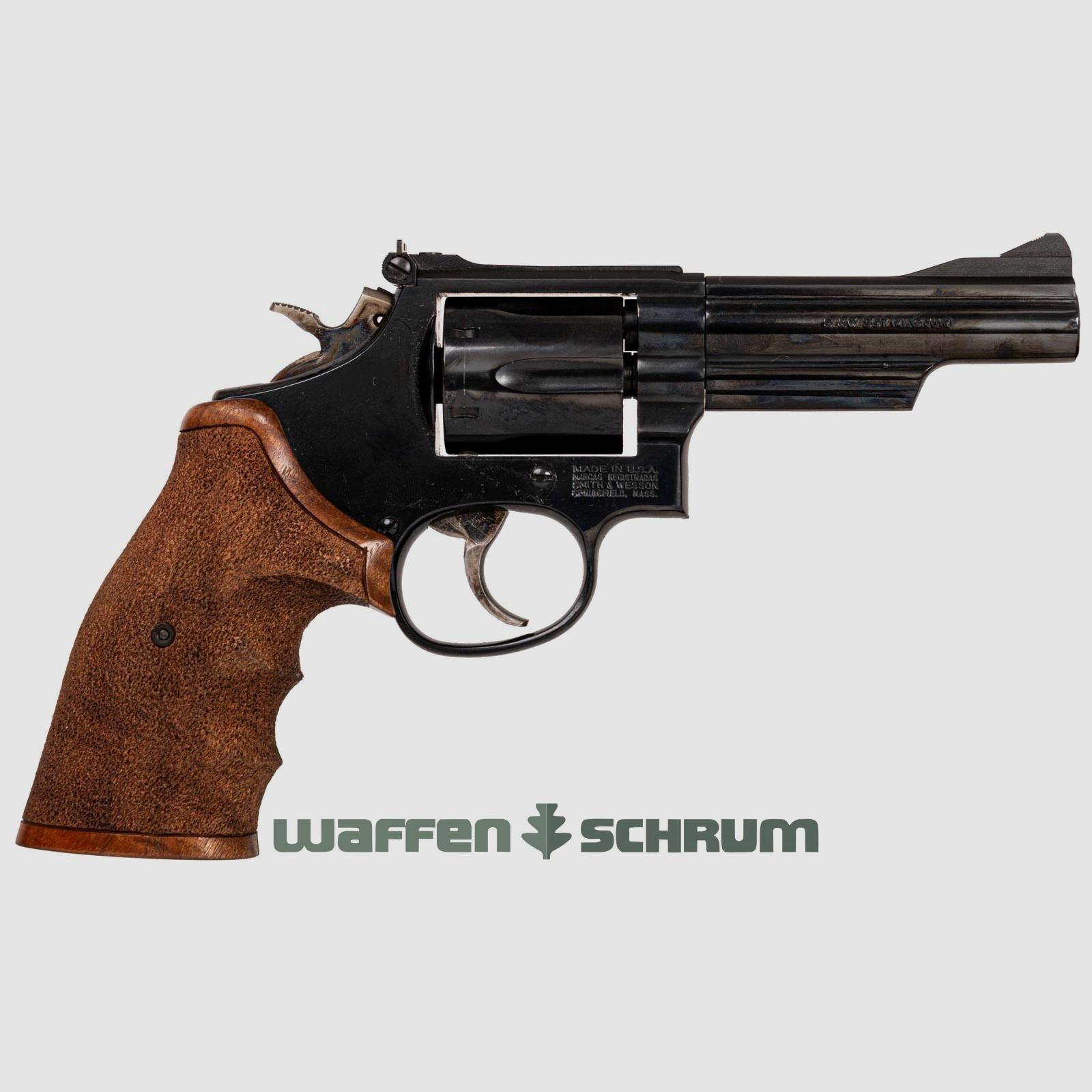 Smith & Wesson 19-6 punzierter Griff, Galco-Lederholster, original Griffschalen .357Mag