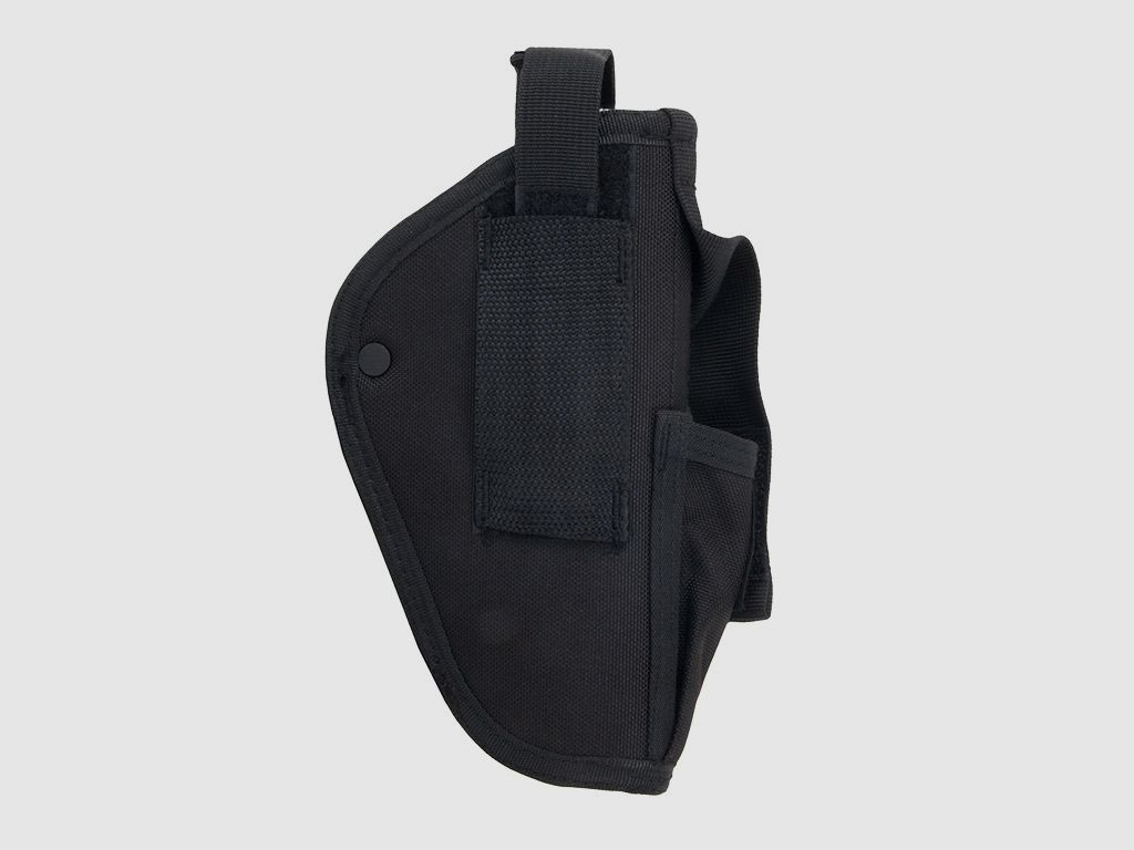 Schnellziehholster Formholster GĂĽrtelholster fĂĽr groĂźe Pistolen und Revolver mit Magazintasche Nylon links und rechts schwarz