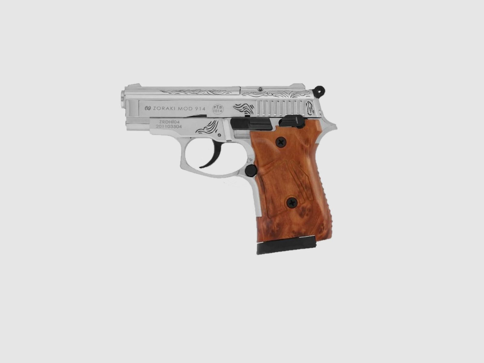 Zoraki 914-P Pistolet à Blanc Chromé Gravé 9 mm P.A.K., image 1 sur 2