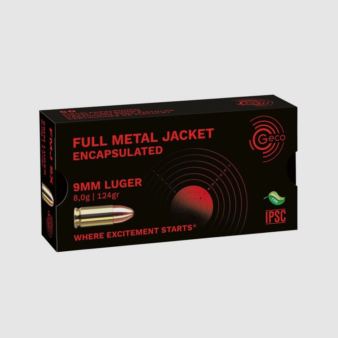 Geco 9x19mm 124gr SX Tombak Verkapselt