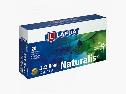 LAPUA .222REM NATURALIS - 3,2G / 50 GRS - 20 PATRONEN