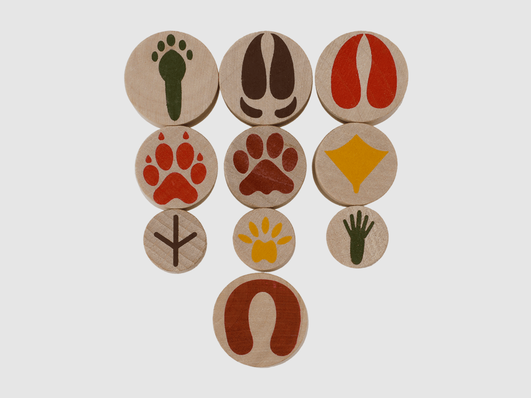 Timbro in legno piccolo "Tracce animali" (10 pezzi)