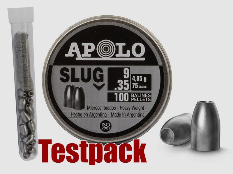 Testpack Hohlspitz Diabolos Apolo Slug Kaliber 9 mm 4,85 g 75 gr glatt 10 StĂĽck