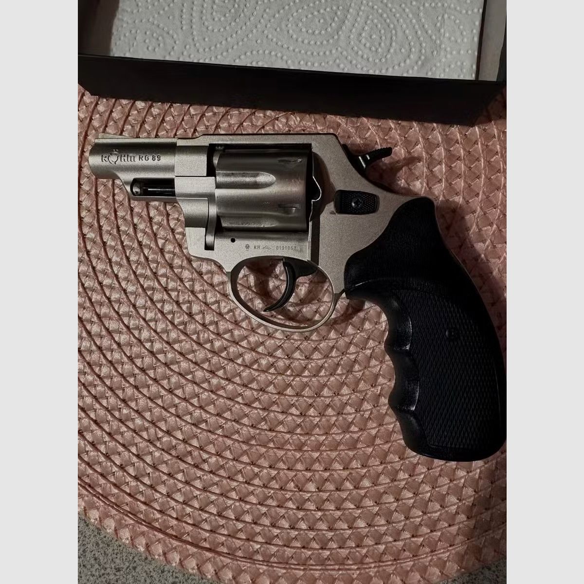 Röhm Gasrevolver (SRS) RG 89 Nickel Kal.9mm R Compatgriff