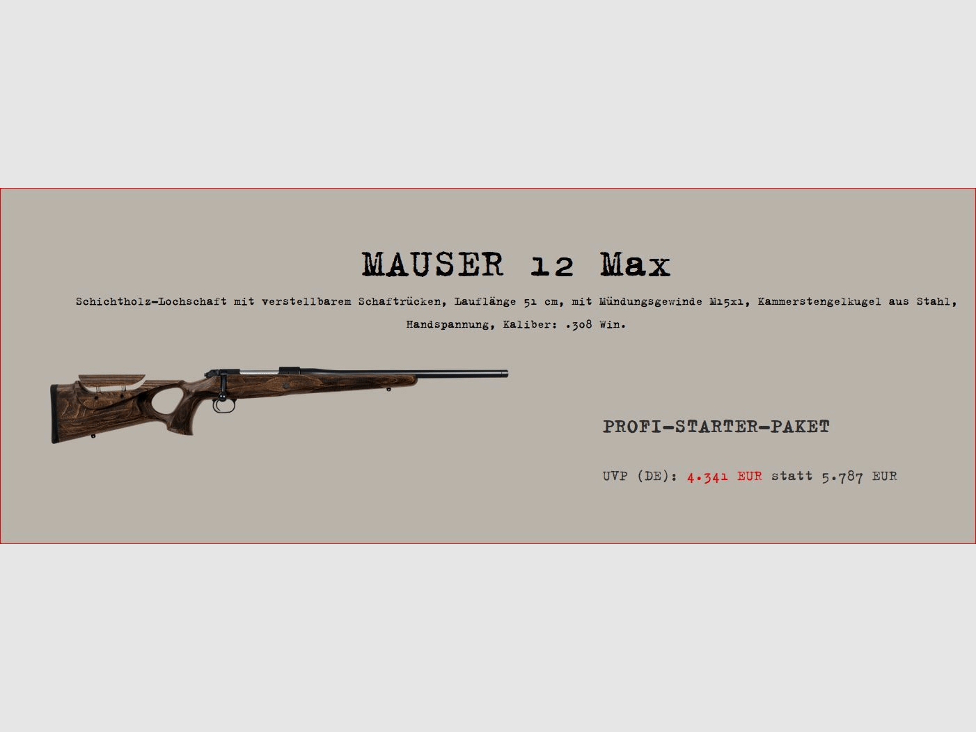Mauser M12 Max; Professional starter package; Minox RS6 2.2-14x50; Silencer