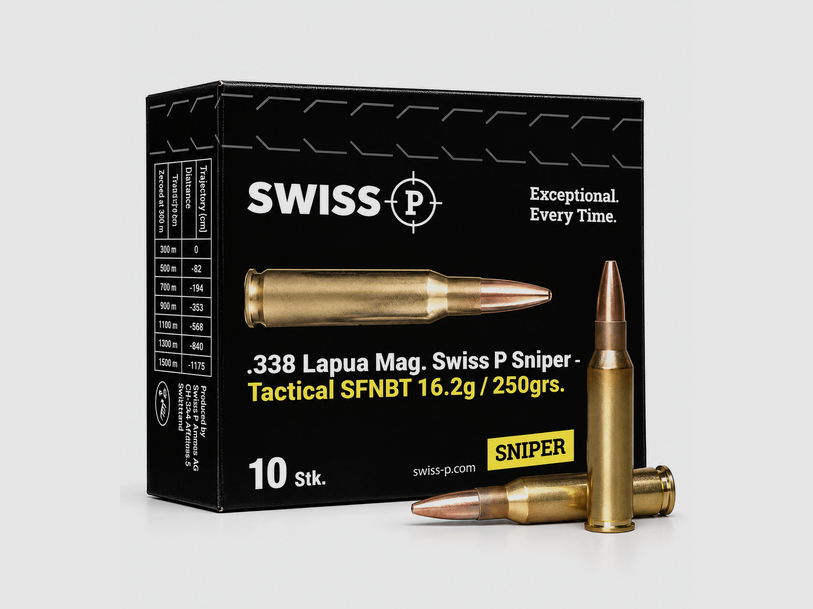 .338 Lapua Mag. Swiss P Sniper – Tactical SFNBT 16.2g / 250grs. – 10 Stk., Bild 1 von 2