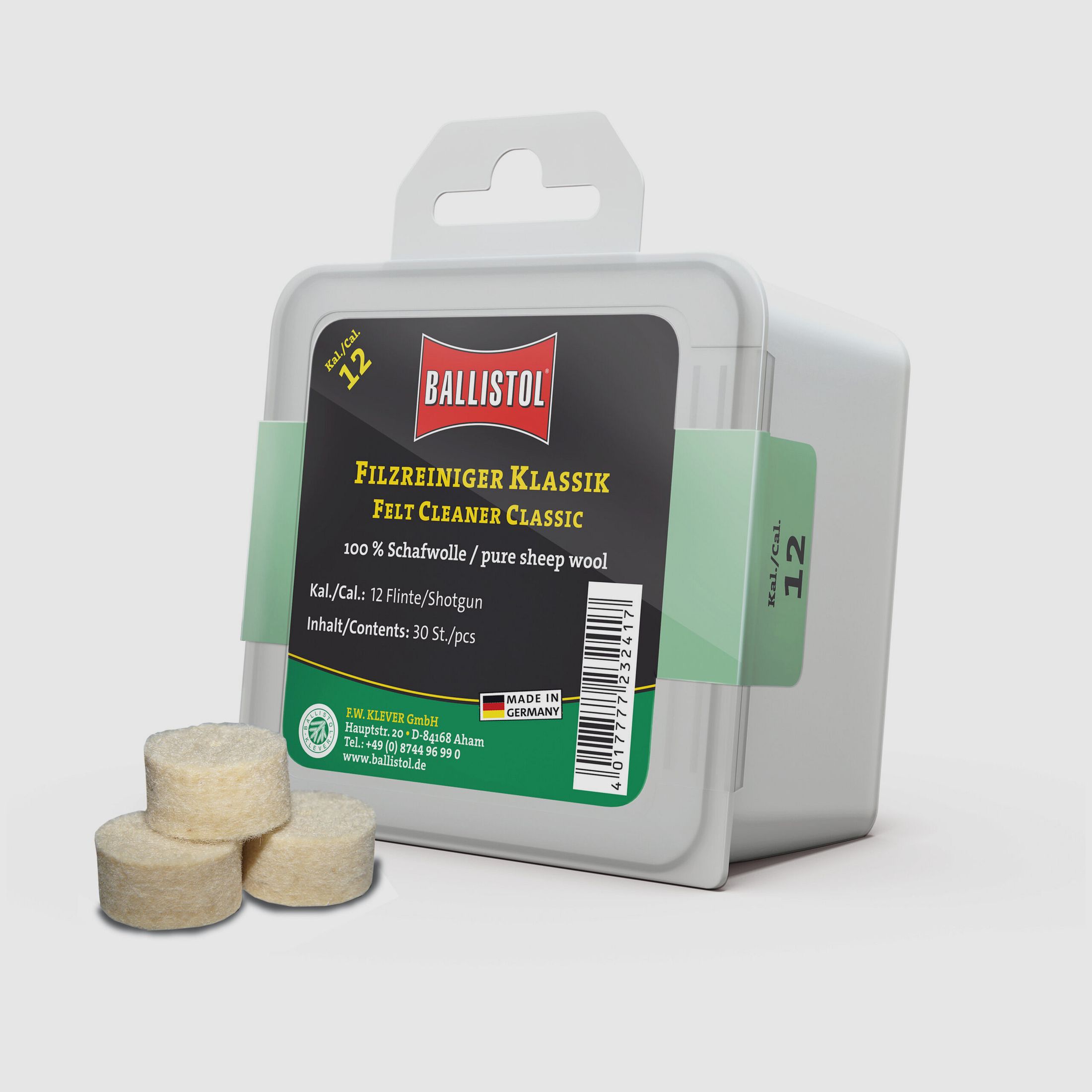 Ballistol CLEANING FELTS FOR .12 CAL. (BLISTER 30 pcs.), image 1 of 3