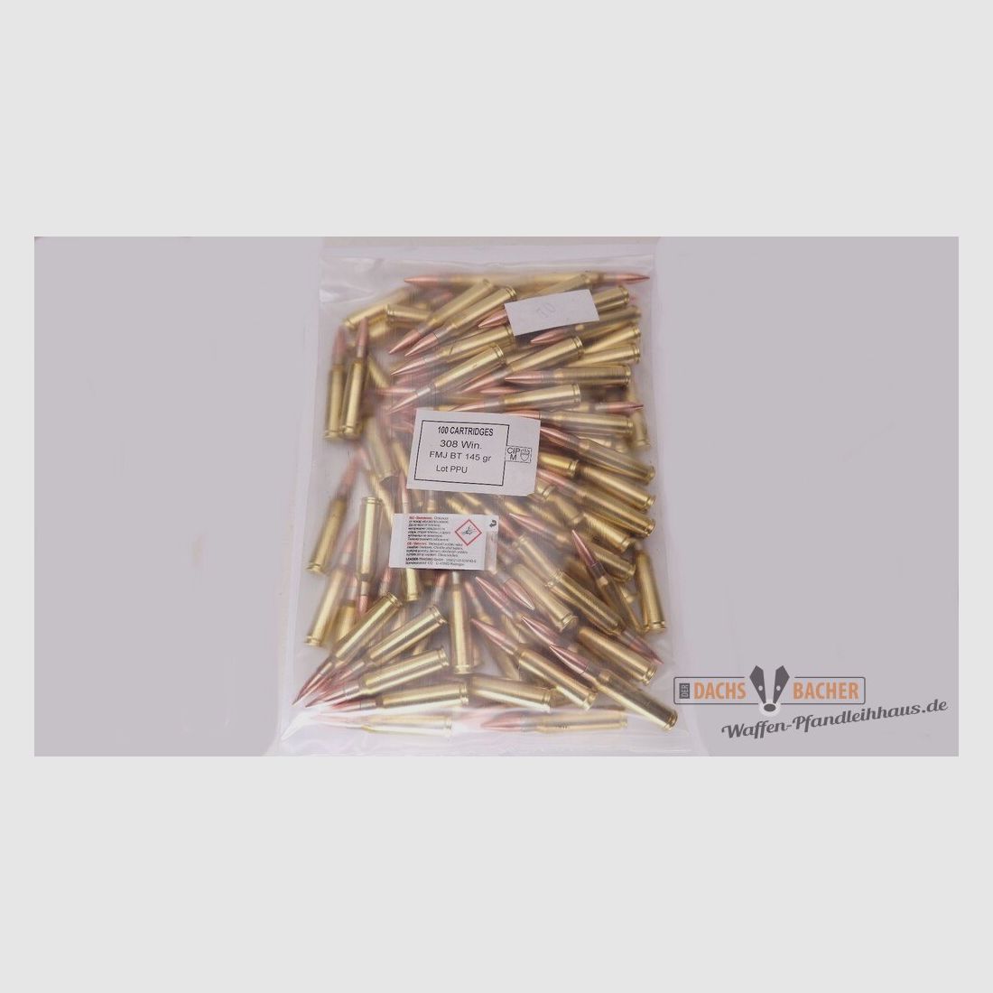 PPU Privi Partizan .308 Win 9,4g/145gr FMJ BT 100 cartouches en vrac