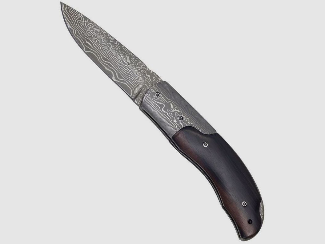 Damasttaschenmesser Griff Ebenholz