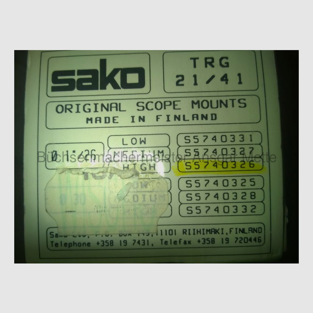 Sako TRG Montage 26mm / 1" Ringe 21/ 41