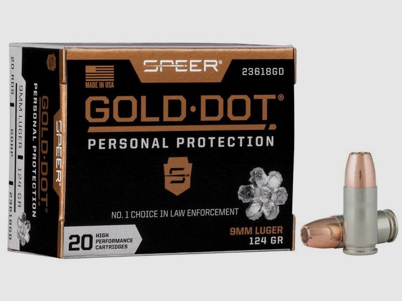 Munition SPEER Gold Dot – 9mm. – 124 grains – GDHP