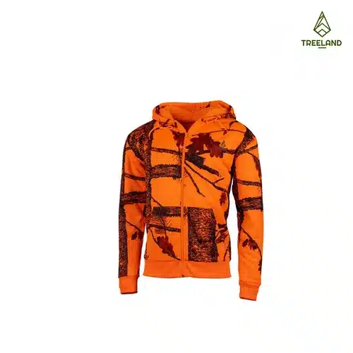 Children's Zip-Up Hooded Jacket Camo Orange Treeland