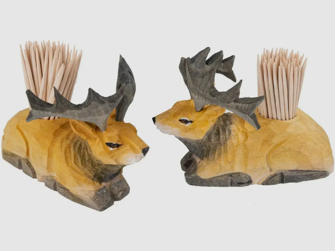Soporte para palillos ciervo - tallado y pintado a mano