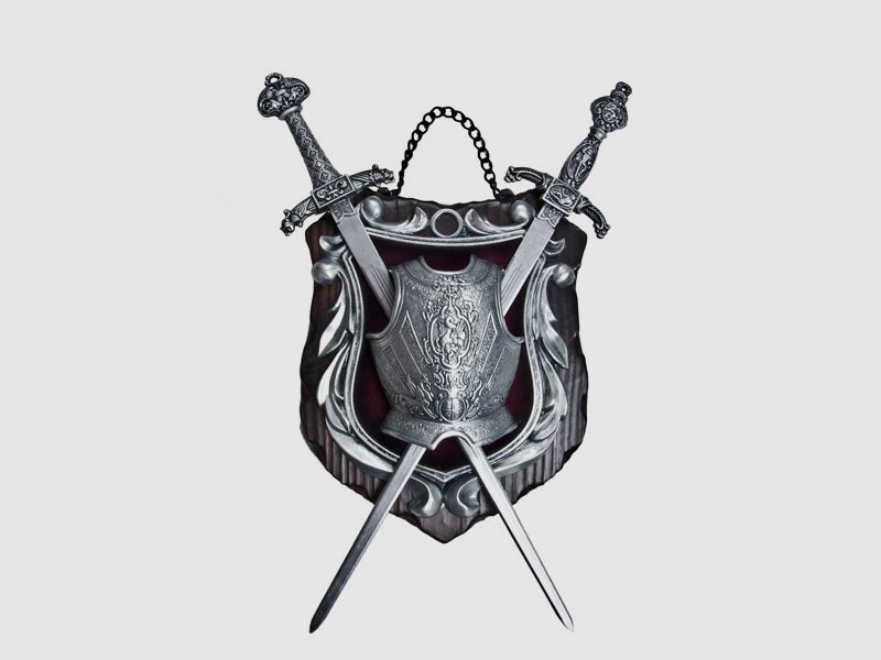 WANDSCHILD WAPPEN MIT 2 GEKREUZTEN SCHWERTERN