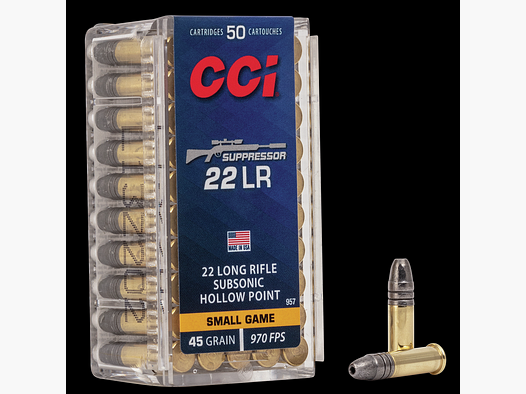 CCI 22 LR SUPPRESSOR 45 GR SOLID 50 stuks.
