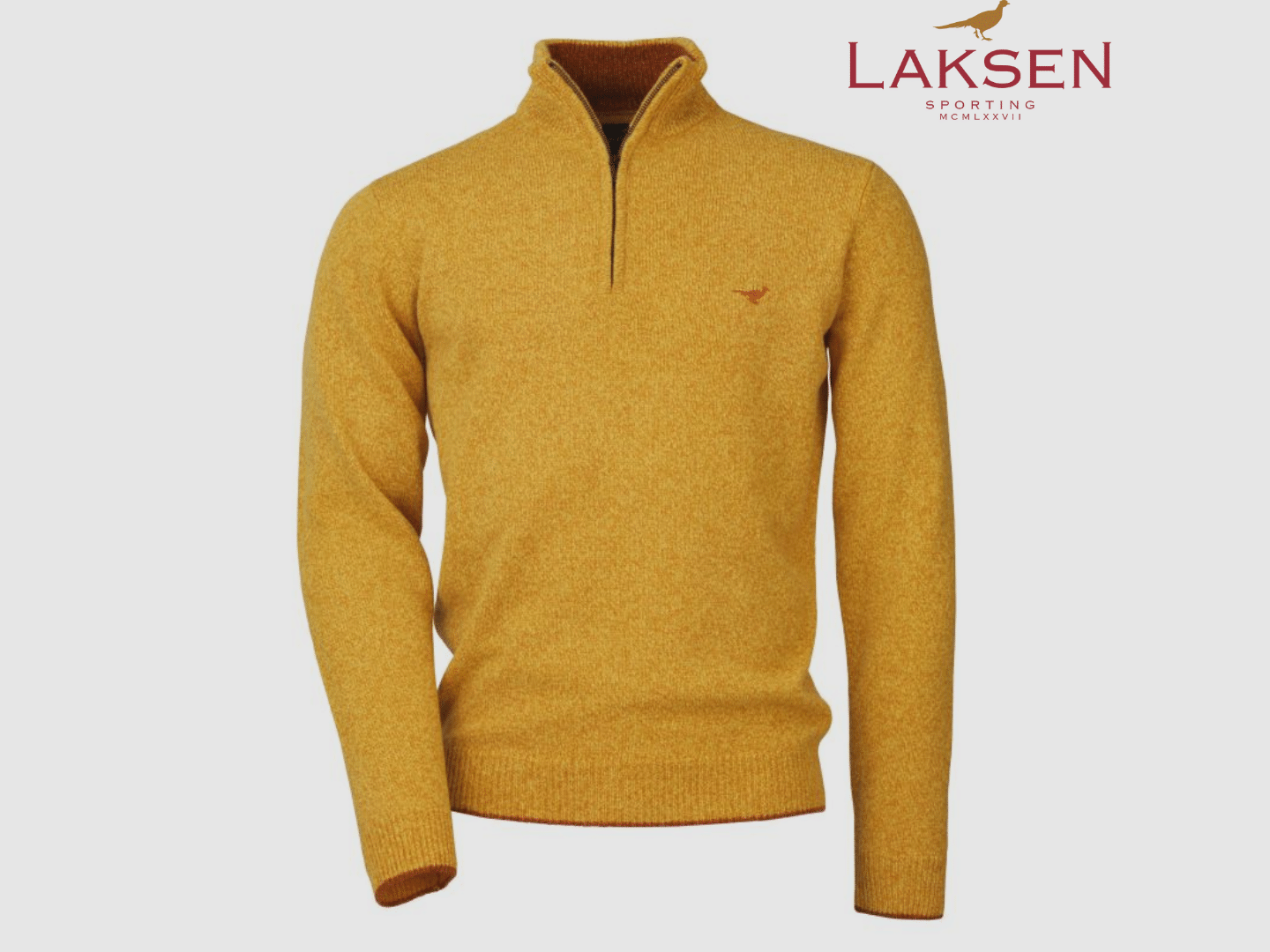 Brompton 1/4 zip neck trui gorse laksen