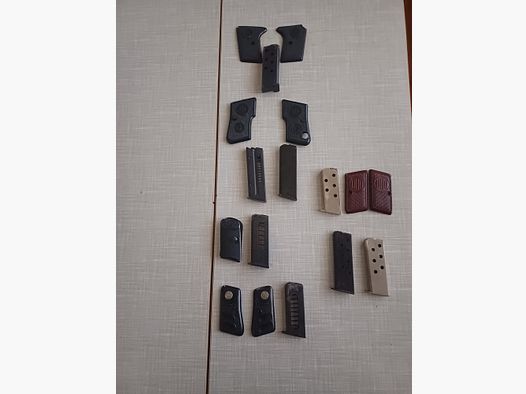Magazine and grip panels for various 6.35mm pistols