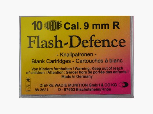 BOITE DE 10 CARTOUCHES WADIE 9MM/380 FLASH DEFENCE A BLANC