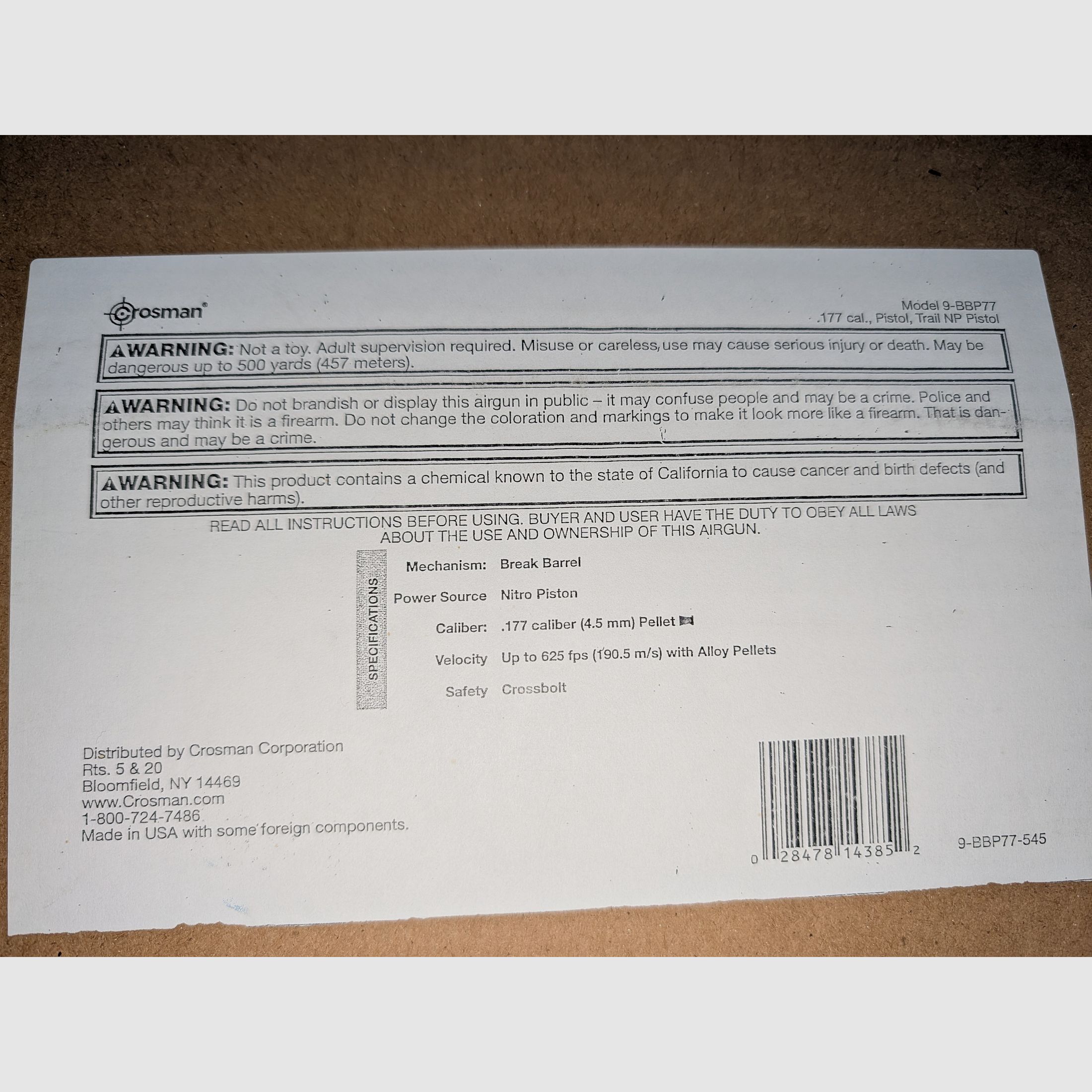 Crosman Benjamin Trail NP Luftpistole 4,5mm (.177) – Top Zustand in OVP inkl. Spannhilfe