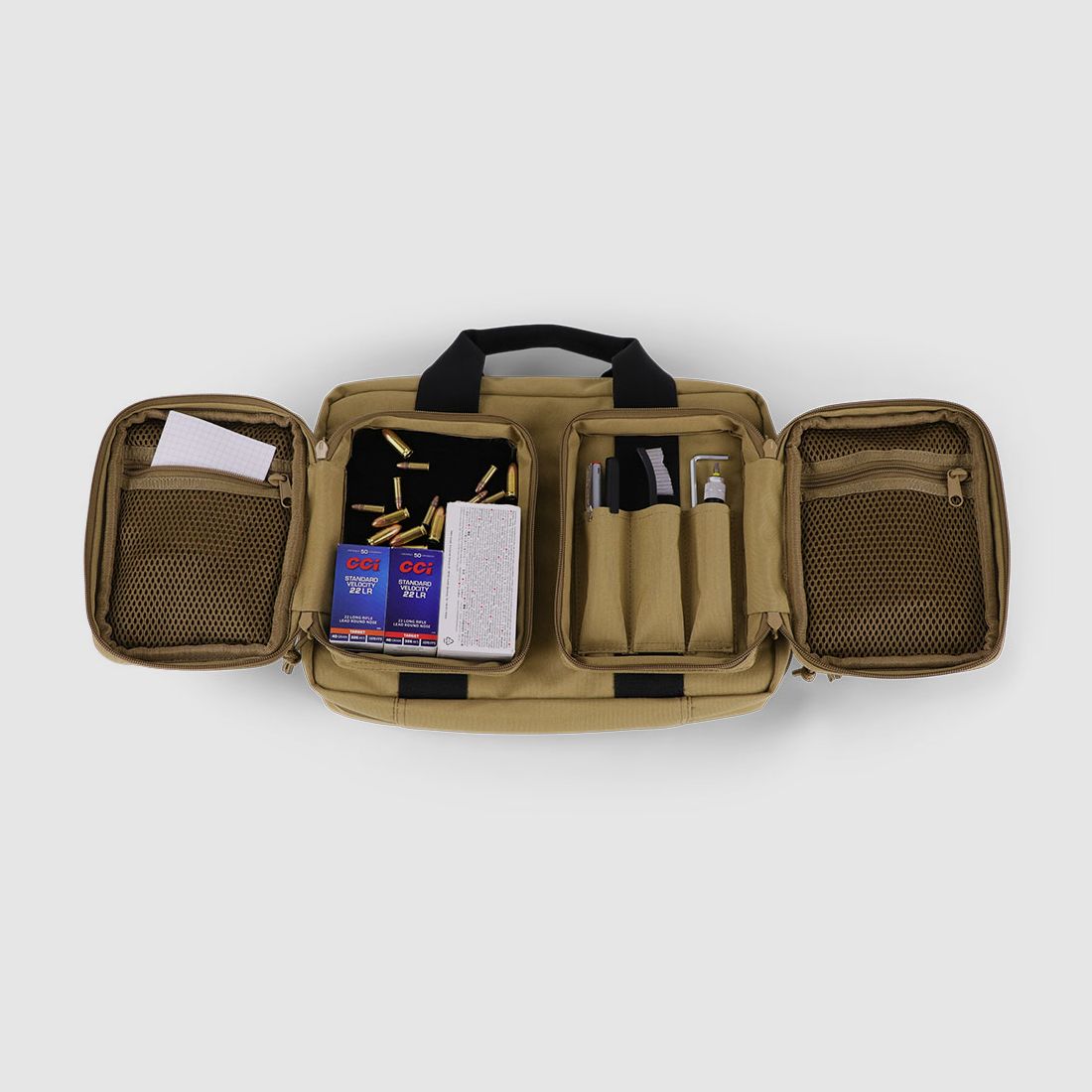 Winter Pistolentasche W8 für 2 Kurzwaffen – 8 Magazinhalter, 1000D, abschließbar (Dune)
