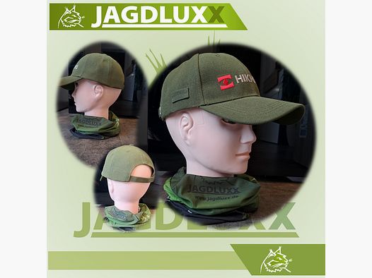 HIKMICRO Kappe dunkel oliv – klassische Jagdkappe mit Logo-Stickerei