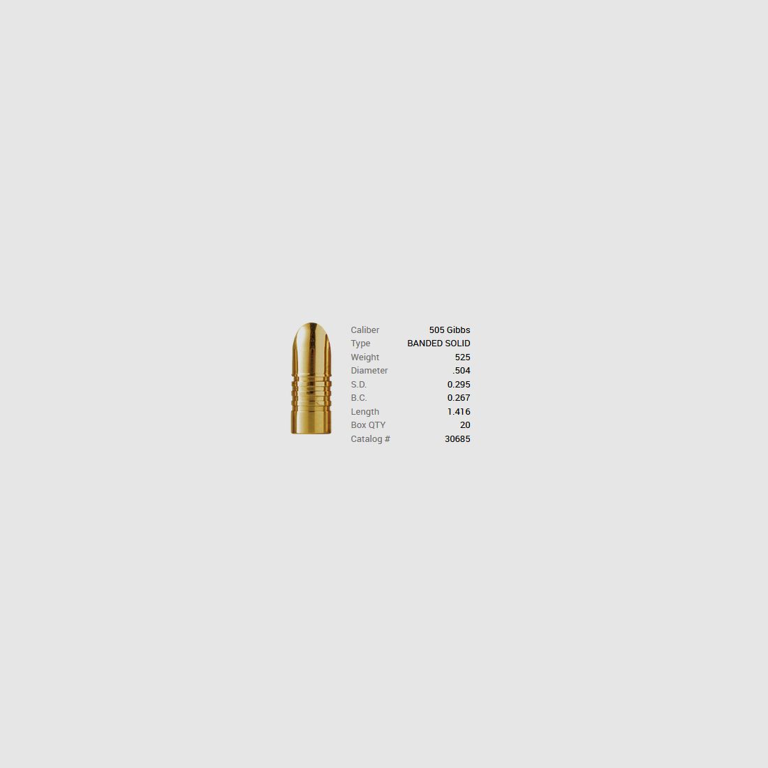 Barnes Geschoss .504 / 12,80mm 525GR Banded Solid 20 Stück