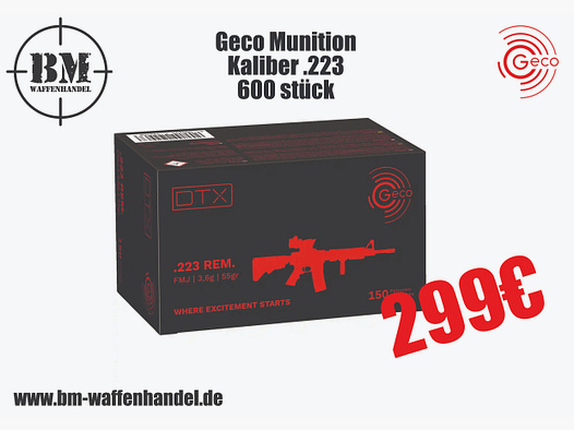 Geco Munition .223 DTX FMJ 3,6g/55grs. 600 stück