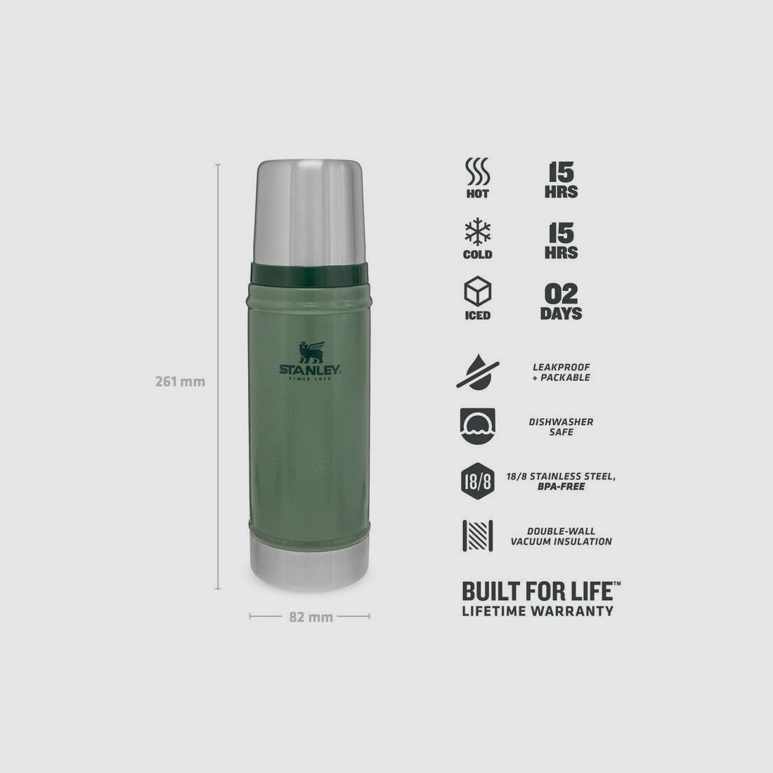 Stanley Thermoskanne Hammertone Green 0,47 L