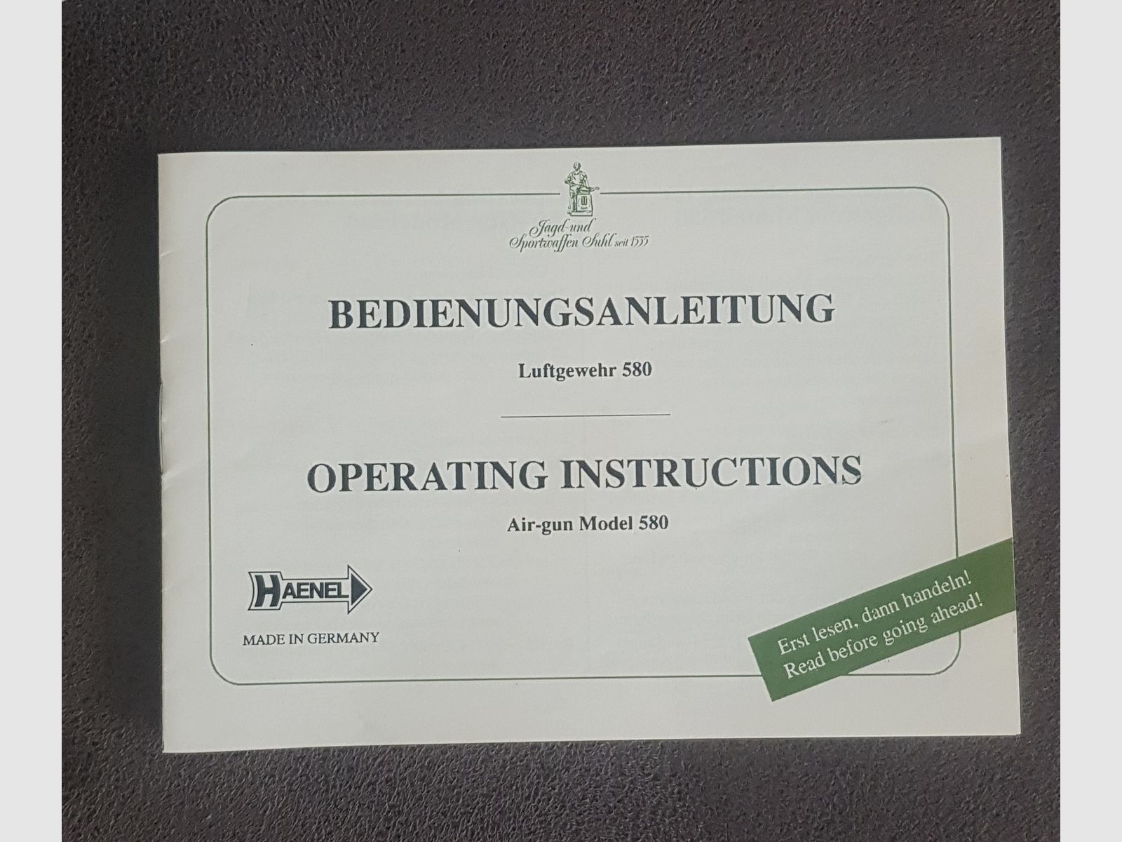 Weihnachtsangebot! Mit Werbeblatt & Bedienungsanleitung !!! Seltenes aus Suhl Unterhebel Western Luftgewehr Haenel Mod. 580 im sehr guten Zustand