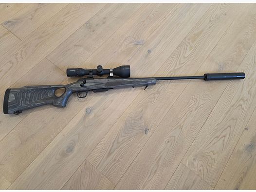 Winchester XPR repeating rifle in .308 with Steiner Ranger scope and silencer