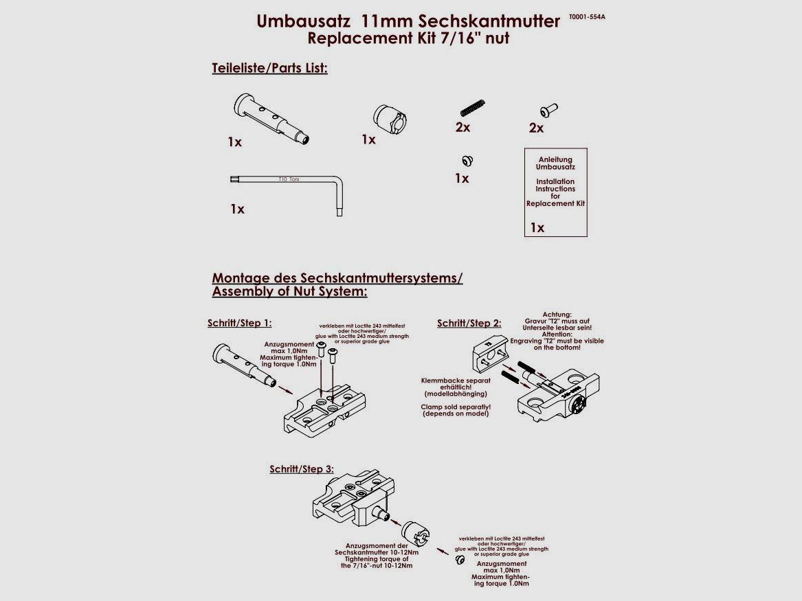 ERATAC kit de conversion écrou pour montage sur bloc