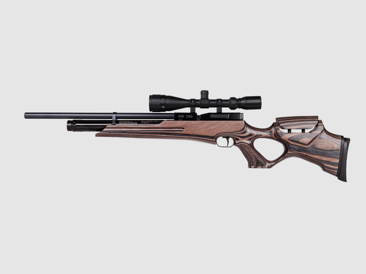 Pressluftgewehr Weihrauch HW 100 T F.S.B. verstellbarer Schichtholzlochschaft Laufmantel Kaliber 4,5 mm (P18)