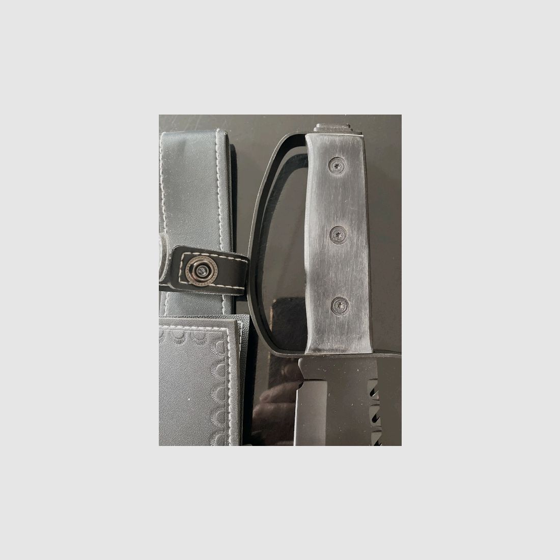 Pakkaholz XL Bowie, Rambo knife outdoor hunting knife, 37.9 cm, 590 grams like new leather sheath