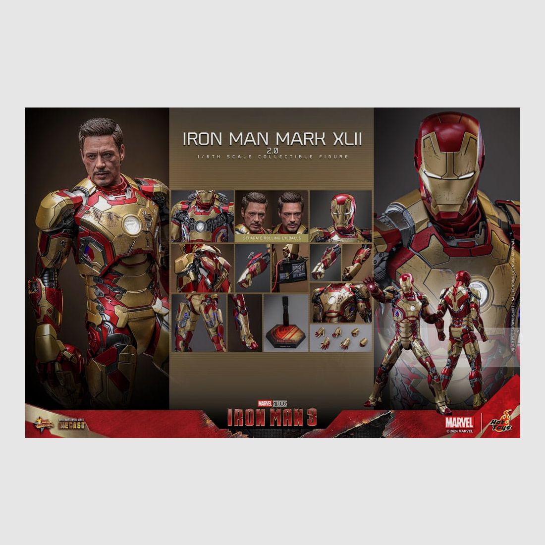 Iron Man 3 Movie Masterpiece Diecast Actionfigur 1/6 Iron Man Mark XLII (2.0) 32 cm | 43311