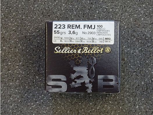 S&B SELLIER & BELLOT .223 Rem Vollmantel 55 grs.