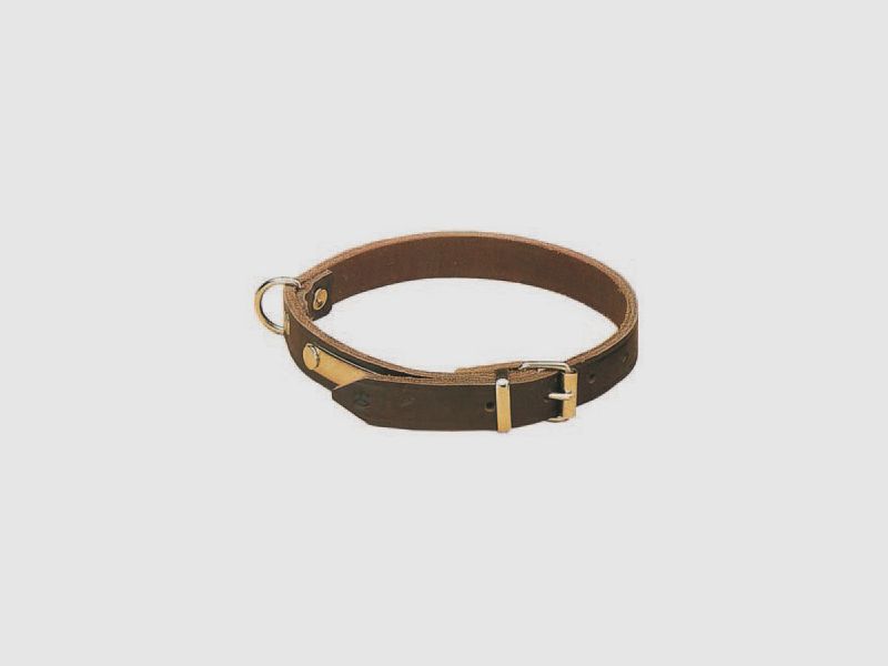 AKAH collier riveté en cuir de sellerie, largeur 22 mm, avec médaille d’identification, marron foncé